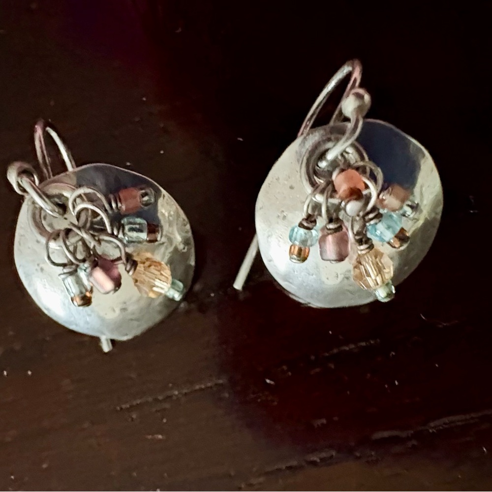Silpada Vintage Sterling Silver Hammered Earrings with Multicolor Beads